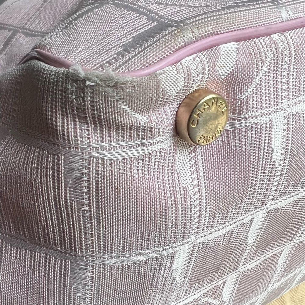 AUTH CHANEL PINK CLOTH TOTE BAG - Picture 8 of 12